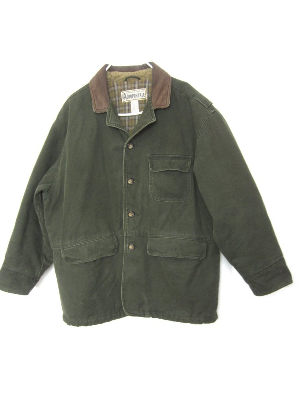 Vintage Mens L Aeropostale Compagnie Generale Canvas Leather Barn Chore Jacket